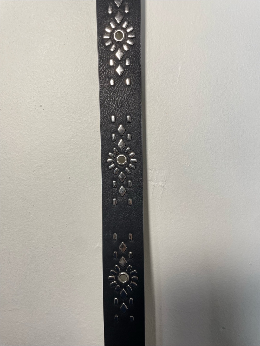 Haute Hippie Black Faux Leather Studded Belt with Silver Buckle Sz. L - Picture 7 of 12